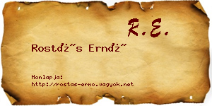 Rostás Ernő névjegykártya